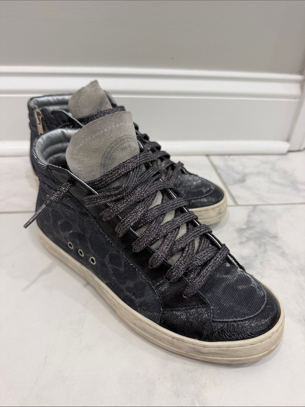 P448 Skate Blitz Silver Metallic High Top Sneakers EU 37